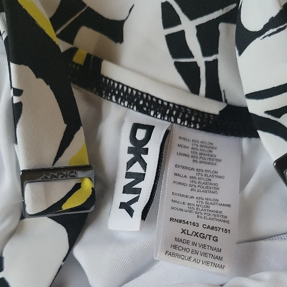 DKNY  Women Floral  Piece Swimsuit - Black, White, Yellow Size XL